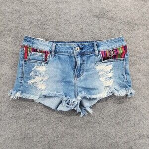Bullhead Black Shorts Womens Juniors 7 Cut Off Distressed Denim